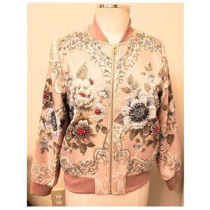 RICHRADIQS Hand-Beaded Multicolor Floral Bomber Jacket Size-S